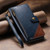 iPhone 17 Splicing Zipper Wallet Vegan Leather Phone Case with Strap - Blue