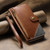 iPhone 17 Splicing Zipper Wallet Vegan Leather Phone Case with Strap - Brown