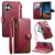 iPhone 17 Splicing Zipper Wallet Vegan Leather Phone Case with Strap - Red