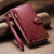 iPhone 17 Splicing Zipper Wallet Vegan Leather Phone Case with Strap - Red