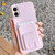 iPhone 17 Square Folding Card Bag Holder Phone Case - Pink