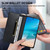 iPhone 17 Stitched Line Magnetic RFID Vegan Leather Phone Case - Black