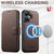 iPhone 17 Suteni Q05 -in-1 Multi-function MagSafe Wallet Big Litchi Leather Phone Case - Brown