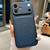 iPhone 17 Transforms Into 17 Large Window Litchi Texture Magnetic Phone Case - Dark Blue