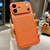iPhone 17 Transforms Into 17 Large Window Litchi Texture Magnetic Phone Case - Orange