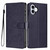 iPhone 17 Tree Cat Embossed Flip Vegan Leather Phone Case - Dark Blue