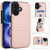 iPhone 17 Tri-fold Holder Leather Phone Case with Card Slot - Rose Gold
