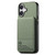 iPhone 17 Twill Fabric Leather Vertical Flip RFID Card Bag Phone Case - Green