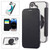 iPhone 17 Ultra-thin Rotation Holder Magnetic Plating Vegan Leather Phone Case - Black