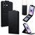 iPhone 17 Vertical Flip Cover Solid Color Vegan Leather Phone Case with Crossbody Chain - Black
