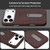 iPhone 17 VIETAO Suede MagSafe PU Leather Phone Case with Holder - Coffee Brown