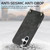 iPhone 17 Vintage Leather PC Back Cover Phone Case with Crossbody Strap - Black