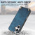 iPhone 17 Vintage Leather PC Back Cover Phone Case with Crossbody Strap - Blue