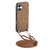 iPhone 17 Vintage Leather PC Back Cover Phone Case with Crossbody Strap - Brown