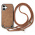 iPhone 17 Vintage Leather PC Back Cover Phone Case with Crossbody Strap - Brown