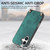 iPhone 17 Vintage Leather PC Back Cover Phone Case with Crossbody Strap - Green
