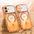 iPhone 17 Wavy Frame Star Diamond Electroplate TPU Glitter Heart Magnetic Phone Case - Gradient Orange