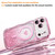 iPhone 17 Wavy Frame Star Diamond Electroplate TPU Glitter Heart Magnetic Phone Case - Gradient Pink