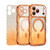 iPhone 17 Wavy Frame Star Diamond Electroplate TPU Glitter Magnetic Phone Case - Gradient Orange