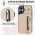 iPhone 17 YM006 Skin Feel Zipper Card Bag Phone Case with Dual Lanyard - Apricot