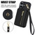 iPhone 17 YM006 Skin Feel Zipper Card Bag Phone Case with Dual Lanyard - Black
