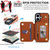 iPhone 17 YM006 Skin Feel Zipper Card Bag Phone Case with Dual Lanyard - Brown