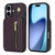 iPhone 17 YM006 Skin Feel Zipper Card Bag Phone Case with Dual Lanyard - Dark Purple