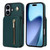 iPhone 17 YM006 Skin Feel Zipper Card Bag Phone Case with Dual Lanyard - Green