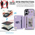 iPhone 17 YM006 Skin Feel Zipper Card Bag Phone Case with Dual Lanyard - Light Purple