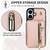 iPhone 17 YM006 Skin Feel Zipper Card Bag Phone Case with Dual Lanyard - Rose Gold