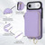 iPhone Air AwQuer 2 in 1 Crossbody Zipper Wallet Leather Back Phone Case - Light Purple