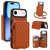 iPhone Air AwQuer Crossbody Zipper Wallet Rhombic Leather Back Phone Case - Brown