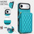 iPhone Air AwQuer Crossbody Zipper Wallet Rhombic Leather Back Phone Case - Green