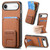 iPhone Air Carbon Fiber Card Bag Fold Stand Phone Case - Brown
