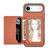 iPhone Air Carbon Fiber Magnetic Card Wallet RFID Blocking Phone Case - Brown