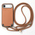 iPhone Air Carbon Fiber Texture Leather Back Phone Case with Crossbody Strap - Brown