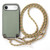 iPhone Air Carbon Fiber Texture Leather Back Phone Case with Crossbody Strap - Green
