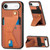 iPhone Air Carbon Fiber Wallet Flip Card K-shaped Holder Phone Case - Brown