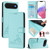iPhone Air Cat Rat Embossed Pattern RFID Leather Phone Case with Lanyard - Mint Green