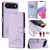 iPhone Air Cat Rat Embossed Pattern RFID Leather Phone Case with Lanyard - Purple