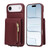 iPhone Air Crossbody Lanyard Zipper Wallet Leather Phone Case - Wine Red