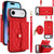 iPhone Air Crossbody Rhombic Horizontal Wallet Leather Phone Case - Red