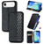 iPhone Air Cubic Grid Pressed Magnetic Leather Phone Case - Black