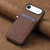 iPhone Air Denim Texture Leather Skin Phone Case with Card Slot - Brown