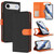 iPhone Air Detachable Litchi Texture Magnetic Side-Patch Vegan Leather Phone Case - Black Orange