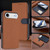 iPhone Air Detachable Litchi Texture Magnetic Side-Patch Vegan Leather Phone Case - Brown Dark Blue