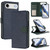iPhone Air Detachable Litchi Texture Magnetic Side-Patch Vegan Leather Phone Case - Dark Blue Dark Green