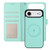 iPhone Air Detachable Litchi Texture Magnetic Side-Patch Vegan Leather Phone Case - Purple Mint Green