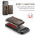 iPhone Air DG.MING M5 Series Zip RFID Multi Card Detachable Leather Phone Case - Coffee