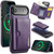iPhone Air DG.MING M6 Series RFID Tri-fold Card Bag Removable Leather Phone Case - Purple